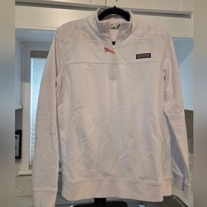 Vineyard Vines Size Large White Quarter-Zip Shep Pullover